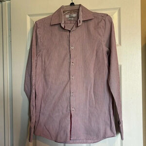 Monza by Rosso Milano men’s red striped button down shirt size small